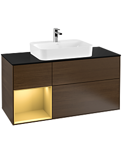 Villeroy und Boch Finion Villeroy und Boch Finion G412HFGN 120cm, cover plate black matt, Emotion, shelf left gold matt, walnut veneer