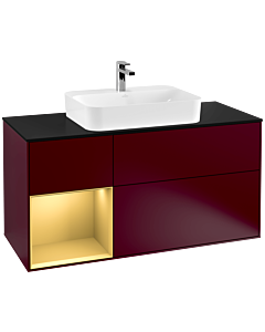 Villeroy und Boch Finion Villeroy und Boch Finion G412HFHB 120cm, cover plate black matt, Emotion, shelf left gold matt, Peony Matt