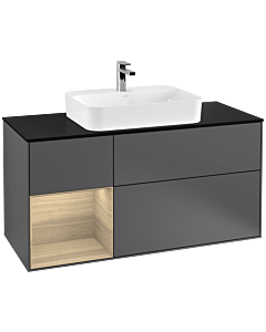 Villeroy und Boch Finion Villeroy und Boch G412PCGK 120cm, plaque de finition noir mat, émotion, étagère à gauche Oak Veneer , anthracite mat