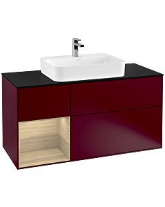 Villeroy und Boch Finion Villeroy und Boch G412PCHB 120cm, plaque de finition noir mat, Emotion, étagère à gauche Oak Veneer , Peony Matt