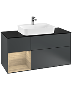 Villeroy und Boch Finion Villeroy und Boch G412PCHG 120cm, plaque de finition noir mat, Emotion, étagère gauche Oak Veneer , Midnight Blue Matt Lacquer