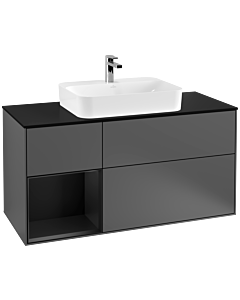 Villeroy und Boch Finion Villeroy und Boch Finion G412PDGK 120cm, cover plate black matt, Emotion, shelf left black matt lacquer, anthracite matt