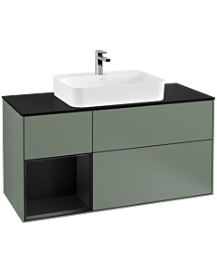 Villeroy und Boch Finion Villeroy und Boch Finion G412PDGM 120cm, cover plate black matt, Emotion, shelf left black matt lacquer, Olive Matt Lacquer