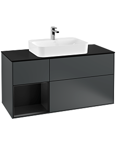 Villeroy und Boch Finion Villeroy und Boch Finion G412PDHG 120cm, cover plate black matt, Emotion, shelf left black matt lacquer, midnight Blue Matt Lacquer
