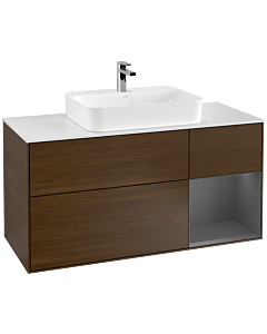 Villeroy und Boch Finion Villeroy und Boch Finion G421GKGN 120cm, cover plate white matt, Emotion, shelf on the right anthracite matt, walnut veneer