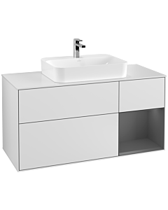 Villeroy und Boch Finion Villeroy und Boch Finion G421GKMT 120cm, cover plate white matt, Emotion, shelf on the right anthracite matt, white matt lacquer