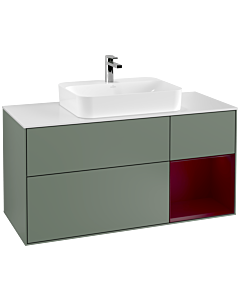 Villeroy und Boch Finion Villeroy und Boch Finion G421HBGM 120cm, cover plate white matt, Emotion, shelf on the right Peony matt, Olive Matt Lacquer