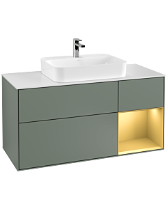 Villeroy und Boch Finion Villeroy und Boch Finion G421HFGM 120cm, cover plate white matt, Emotion, shelf right gold matt, Olive Matt Lacquer