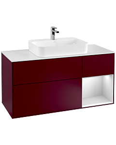 Villeroy und Boch Finion Waschtischunterschrank G421MTHB 120cm, Abdeckplatte white matt, Emotion, Regal rechts White matt, Peony Matt