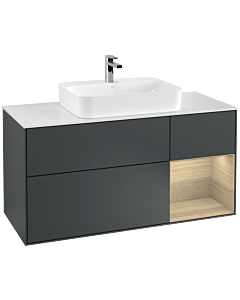 Villeroy und Boch Finion Villeroy und Boch G421PCHG 120cm, couvercle blanc mat, Emotion, étagère droite placage chêne, Midnight Blue Matt Lacquer