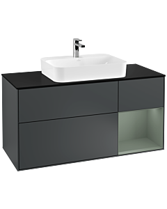 Villeroy und Boch Finion Villeroy und Boch Finion G422GMHG 120cm, cover plate black matt, Emotion, shelf on the right olive matt, midnight Blue Matt Lacquer
