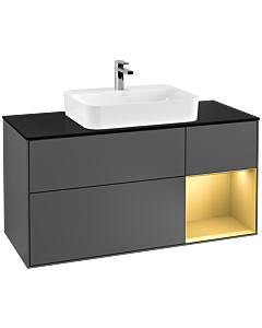 Villeroy und Boch Finion Villeroy und Boch Finion G422HFGK 120cm, cover plate matt black, Emotion, shelf on the right matt gold, matt anthracite
