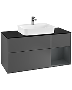 Villeroy und Boch Finion Villeroy und Boch G422HGGK 120cm, plaque de finition noir mat, Emotion, étagère à droite Midnight Blue mat, Anthracite mat