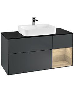 Villeroy und Boch Finion Villeroy und Boch Finion G422PCHG 120cm, cover plate black matt, Emotion, shelf on the right Oak veneer, Midnight Blue Matt Lacquer