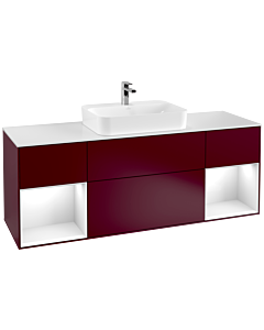 Villeroy und Boch Finion Villeroy und Boch G451GFHB 160cm, plaque de finition blanc mat, Emotion, étagères Laque blanc brillant, Peony Matt