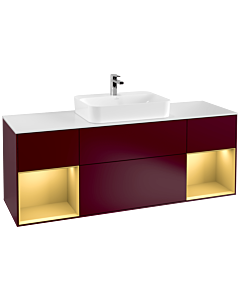 Villeroy und Boch Finion Waschtischunterschrank G451HFHB 160cm, Abdeckplatte white matt, Emotion, Regale Gold matt lacquer, Peony Matt
