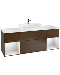 Villeroy und Boch Finion Villeroy und Boch G451MTGN 160cm, plaque de finition blanc mat, Emotion, étagères laqué blanc mat, placage noyer