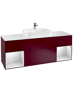 Villeroy und Boch Finion Waschtischunterschrank G451MTHB 160cm, Abdeckplatte white matt, Emotion, Regale White matt lacquer, Peony Matt