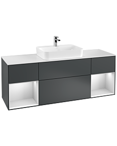 Villeroy und Boch Finion Villeroy und Boch G451MTHG 160cm, plaque de finition blanc mat, Emotion, étagères laqué blanc mat, Midnight Blue Matt Lacquer
