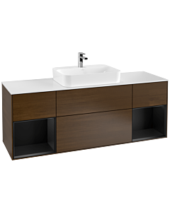Villeroy und Boch Finion Villeroy und Boch Finion G451PDGN 160cm, cover plate white matt, Emotion, shelves black matt lacquer, walnut veneer