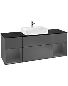 Villeroy und Boch Finion Villeroy und Boch G452GKGK 160cm, plaque de finition noir mat, Emotion, étagères laqué anthracite mat, anthracite mat