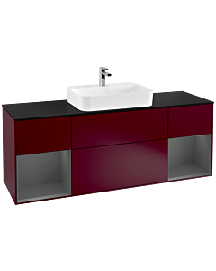 Villeroy und Boch Finion Villeroy und Boch G452GKHB 160cm, plaque de finition noir mat, Emotion, étagères Laque anthracite mat, Peony Matt