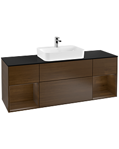 Villeroy und Boch Finion Villeroy und Boch G452GNGN 160cm, plaque de finition noir mat, Emotion, étagères placage noyer, placage noyer