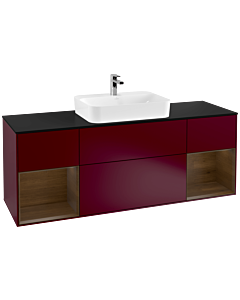 Villeroy und Boch Finion Villeroy und Boch G452GNHB 160cm, plaque de finition noire mate, Emotion, étagères en placage de noyer, Peony Matt
