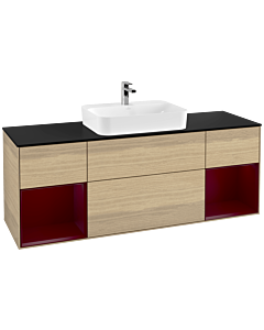 Villeroy und Boch Finion Villeroy und Boch G452HBPC 160cm, plaque de finition noir mat, Emotion, étagères Peony laqué mat, Oak Veneer