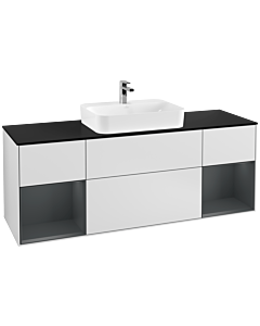 Villeroy und Boch Finion Villeroy und Boch Finion G452HGMT 160cm, cover plate black matt, Emotion, shelves midnight matt lacquer, white matt lacquer
