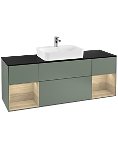 Villeroy und Boch Finion Villeroy und Boch G452PCGM 160cm, plaque de finition noir mat, émotion, étagères Oak Veneer , Olive Matt Lacquer