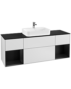 Villeroy und Boch Finion Villeroy und Boch Finion G452PDMT 160cm, cover plate black matt, Emotion, shelves black matt lacquer, white matt lacquer