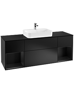 Villeroy und Boch Finion Villeroy und Boch G452PDPD 160cm, plaque de finition noir mat, Emotion, étagères Laque noire mate, Laque noire mate