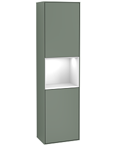 Villeroy und Boch Finion cabinet G460GFGM 41.8x151.6cm, left, Emotion, shelf Glossy White Lacquer , Olive Matt Lacquer