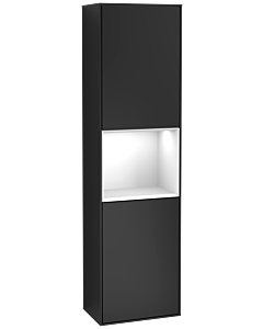 Villeroy und Boch armoire Finion G460GFPD 41.8x151.6cm, gauche, Emotion, étagère laqué blanc brillant, laqué noir mat