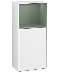 Villeroy und Boch Finion side cabinet G500GMGF 41.8x93.6cm, left, Emotion, shelf above olive matt, glossy white lacquer