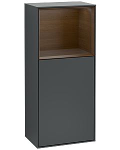 Villeroy und Boch Finion side cabinet G500GNHG 41.8x93.6cm, left, Emotion, shelf above Walnut Veneer , Midnight Blue Matt Lacquer