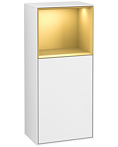 Villeroy und Boch Finion side cabinet G500HFGF 41.8x93.6cm, left, Emotion, shelf above matt gold, glossy white lacquer