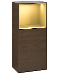Villeroy und Boch Finion side cabinet G500HFGN 41.8x93.6cm, left, Emotion, shelf above matt gold, walnut veneer