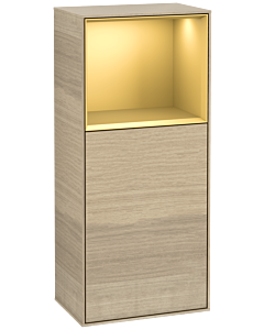 Villeroy und Boch Finion armoire latérale G500HFPC 41.8x93.6cm, gauche, émotion, étagère au dessus de l&#39;or mat, Oak Veneer