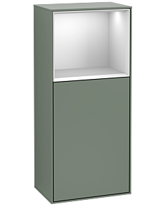 Villeroy und Boch Finion side cabinet G500MTGM 41.8x93.6cm, left, Emotion, shelf above White Matt , Olive Matt Lacquer