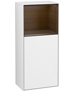 Villeroy und Boch Finion side cabinet G510GNGF 41.8x93.6cm, right, Emotion, shelf above Walnut veneer, Glossy white lacquer