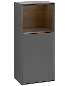 Villeroy und Boch Finion side cabinet G510GNGK 41.8x93.6cm, right, Emotion, shelf above walnut veneer, anthracite matt