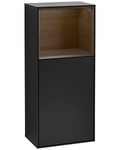Villeroy und Boch Finion side cabinet G510GNPD 41.8x93.6cm, right, Emotion, shelf above walnut veneer, black matt lacquer
