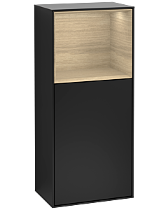 Villeroy und Boch Finion armoire côté G510PCPD 41.8x93.6cm, à droite, l&#39; émotion, étagère au- dessus Oak Veneer , vernis noir mat