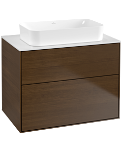 Villeroy und Boch Finion Waschtischunterschrank G63100GN 80x60,3x50,1mm, Wandbeleuchtung, Glass White Matt, Walnut veneer