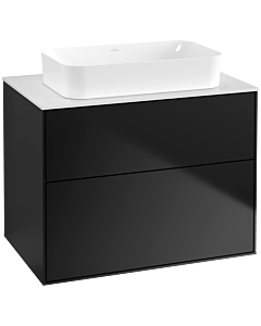 Villeroy und Boch Finion Waschtischunterschrank G63100PD 80x60,3x50,1mm, Wandbeleuchtung, Glass White Matt, Black matt lacquer