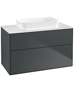 Villeroy und Boch Finion Waschtischunterschrank G64100HG 100x60,3x50,1mm, Wandbeleuchtung, Glass White Matt, Midnight Blue Matt Lacquer