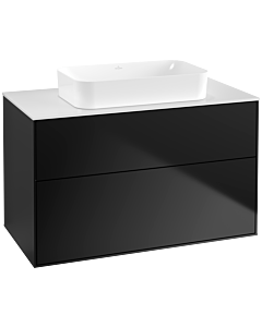 Villeroy und Boch Finion Waschtischunterschrank G64100PD 100x60,3x50,1mm, Wandbeleuchtung, Glass White Matt, Black matt lacquer