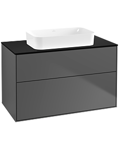 Villeroy und Boch Finion Waschtischunterschrank G64200GK 100x60,3x50,1mm, Wandbeleuchtung, Glass Black Matt, Anthracite matt